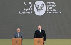 President Ilham Aliyev presented with Zayed Award for Human Fraternity in Abu Dhabi (PHOTO)