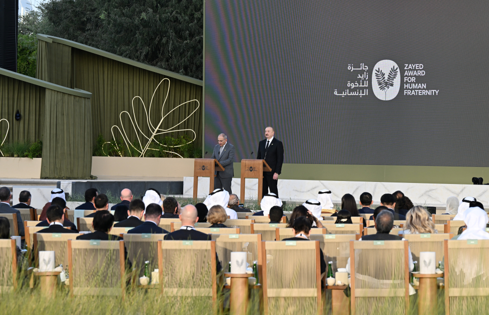 President Ilham Aliyev presented with Zayed Award for Human Fraternity in Abu Dhabi (PHOTO)