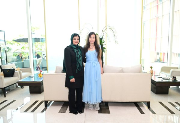 Heydar Aliyev Foundation VP Leyla Aliyeva meets with Afghan women’s rights activist Zarqa Yaftali in Abu Dhabi
