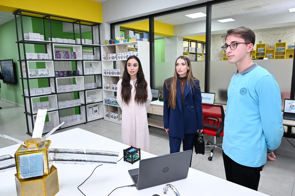 Heydar Aliyev Foundation VP Leyla Aliyeva and Alena Aliyeva visit STEAM center and Secondary School No. 37 in Ganja (PHOTO)