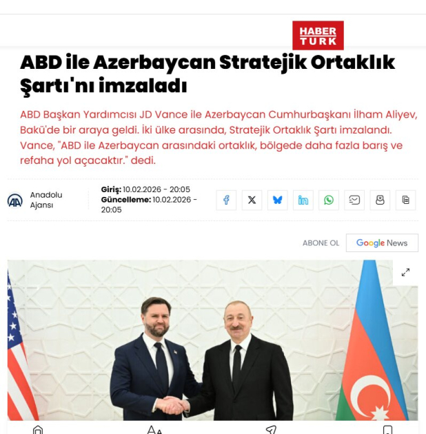 Signing of Azerbaijan-U.S. Strategic Partnership Charter in Turkish media spotlight (PHOTO)