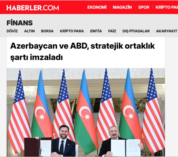 Signing of Azerbaijan-U.S. Strategic Partnership Charter in Turkish media spotlight (PHOTO)