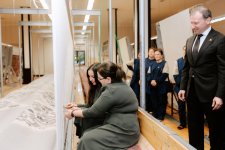 Heydar Aliyev Foundation VP Leyla Aliyeva participates in cutting ceremony for circular hand-woven carpet created by "Azerkhalcha" for Shusha Mosque (PHOTO)