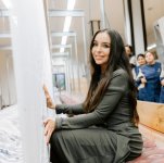 Heydar Aliyev Foundation VP Leyla Aliyeva participates in cutting ceremony for circular hand-woven carpet created by "Azerkhalcha" for Shusha Mosque (PHOTO)