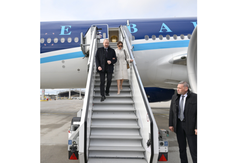 President Ilham Aliyev arrives in Germany (PHOTO)