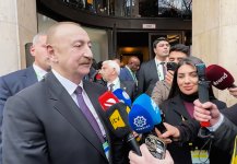 President Ilham Aliyev gave interview to Azerbaijani TV channels in Munich (PHOTO/VIDEO)