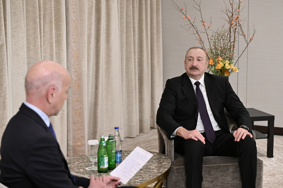 President Ilham Aliyev was interviewed by France 24 in Munich (PHOTO)