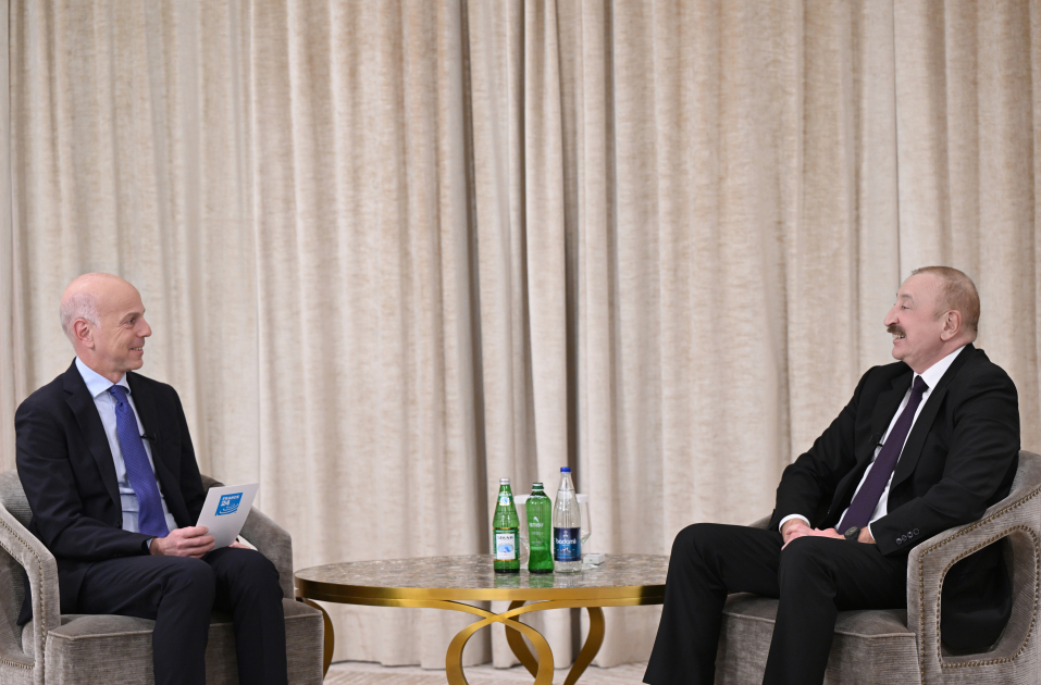 President Ilham Aliyev was interviewed by France 24 in Munich (PHOTO)