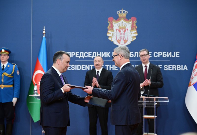 Azerbaijan Serbia exchange documents in Belgrade (PHOTO)