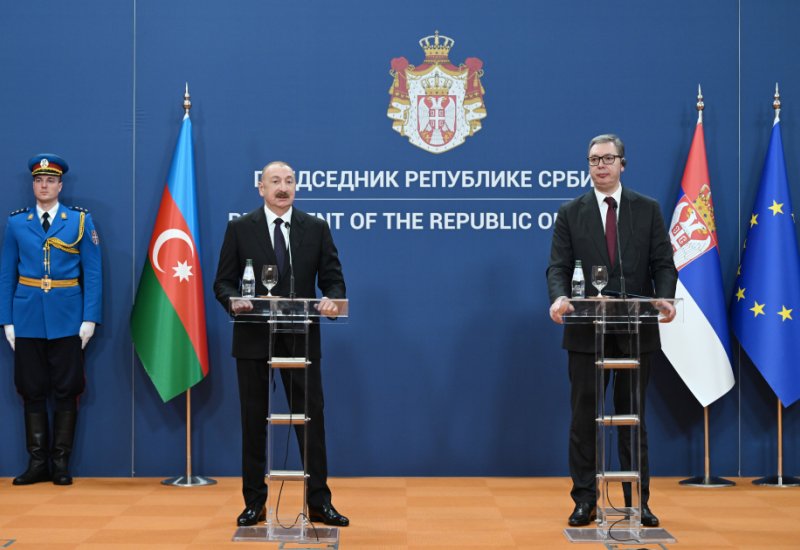 President Ilham Aliyev, President of Serbia make press statements (PHOTO)