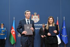 Azerbaijan Serbia exchange documents in Belgrade (PHOTO/VIDEO)