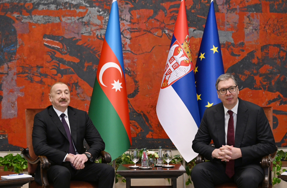 President Ilham Aliyev, President of Serbia hold one-on-one meeting (PHOTO)