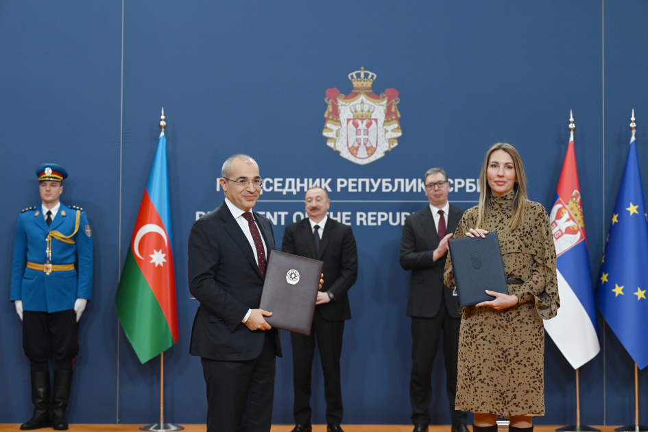 Azerbaijan Serbia exchange documents in Belgrade (PHOTO/VIDEO)