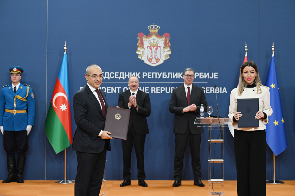 Azerbaijan Serbia exchange documents in Belgrade (PHOTO/VIDEO)