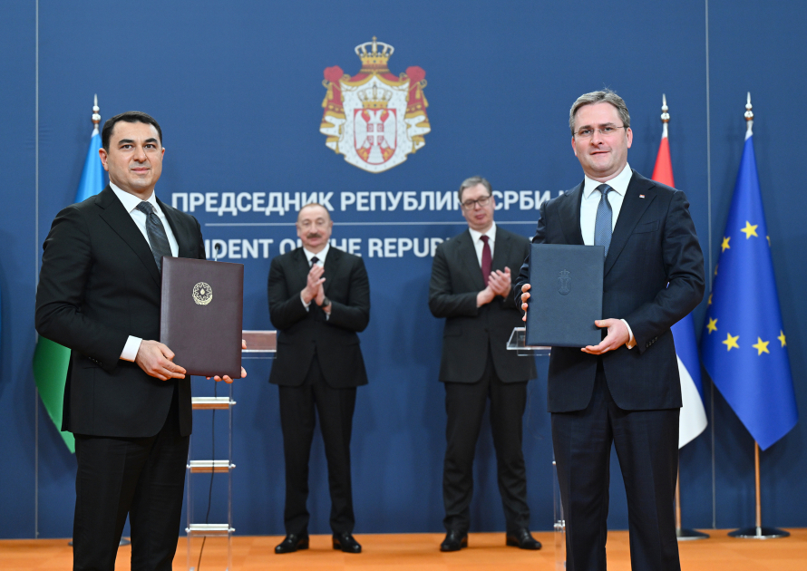 Azerbaijan Serbia exchange documents in Belgrade (PHOTO/VIDEO)
