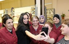 Leyla Aliyeva participates in cutting ceremony for carpets prepared for Shusha Mosque by “Azerkhalcha” OJSC (PHOTO)