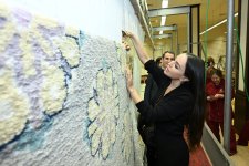 Leyla Aliyeva participates in cutting ceremony for carpets prepared for Shusha Mosque by “Azerkhalcha” OJSC (PHOTO)