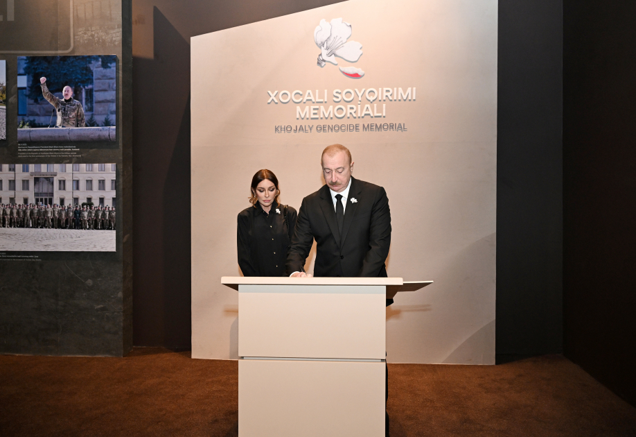 President Ilham Aliyev, First Lady Mehriban Aliyeva, attend opening of Khojaly Genocide Memorial (PHOTO/VIDEO)