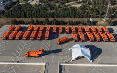 President Ilham Aliyev inspects household waste collection vehicles in Baku (PHOTO)