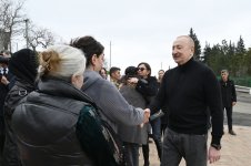 President Ilham Aliyev, First Lady Mehriban Aliyeva inspect restoration of individual houses and infrastructure in Khanoba village of Khojavend (PHOTO/VIDEO)