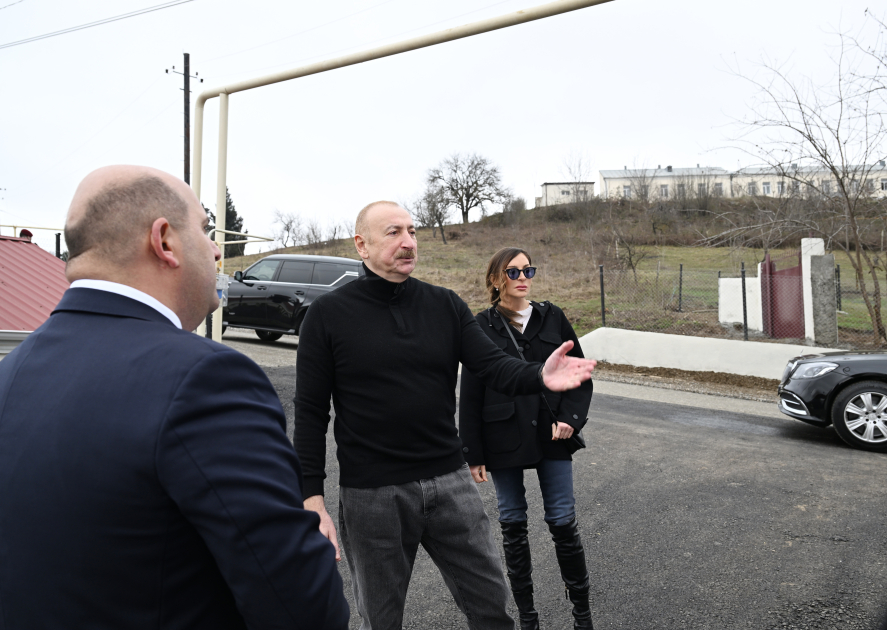 President Ilham Aliyev, First Lady Mehriban Aliyeva inspect restoration of individual houses and infrastructure in Khanoba village of Khojavend (PHOTO/VIDEO)