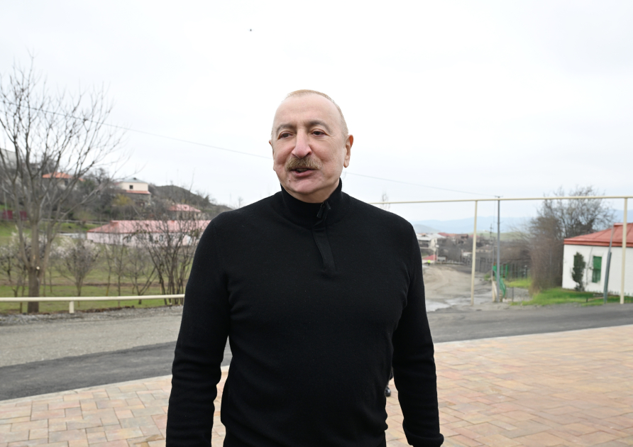 President Ilham Aliyev, First Lady Mehriban Aliyeva inspect restoration of individual houses and infrastructure in Khanoba village of Khojavend (PHOTO/VIDEO)