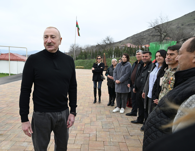 President Ilham Aliyev, First Lady Mehriban Aliyeva inspect restoration of individual houses and infrastructure in Khanoba village of Khojavend (PHOTO/VIDEO)