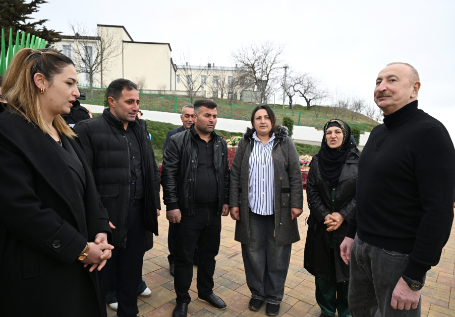 President Ilham Aliyev, First Lady Mehriban Aliyeva inspect restoration of individual houses and infrastructure in Khanoba village of Khojavend (PHOTO/VIDEO)