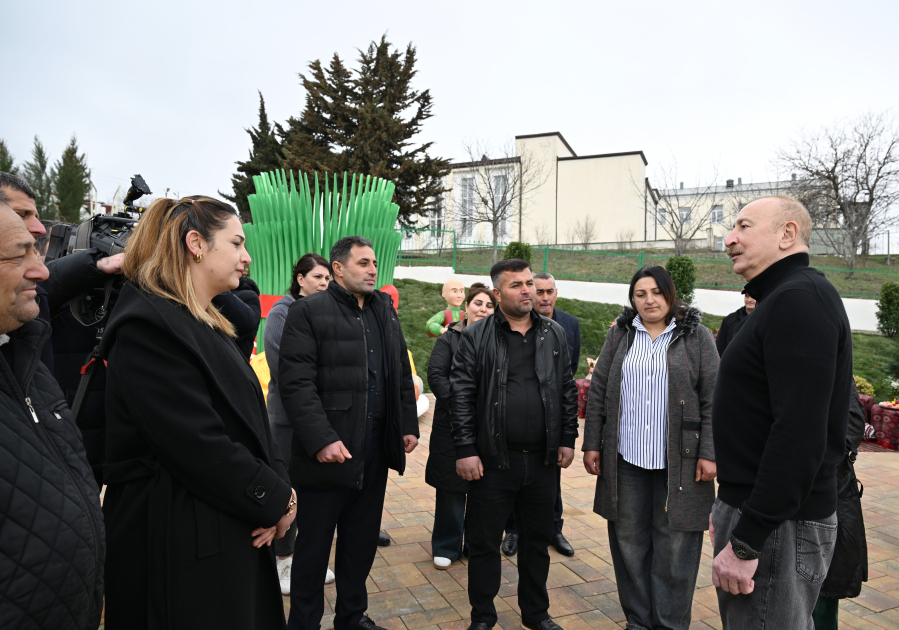 President Ilham Aliyev, First Lady Mehriban Aliyeva inspect restoration of individual houses and infrastructure in Khanoba village of Khojavend (PHOTO/VIDEO)