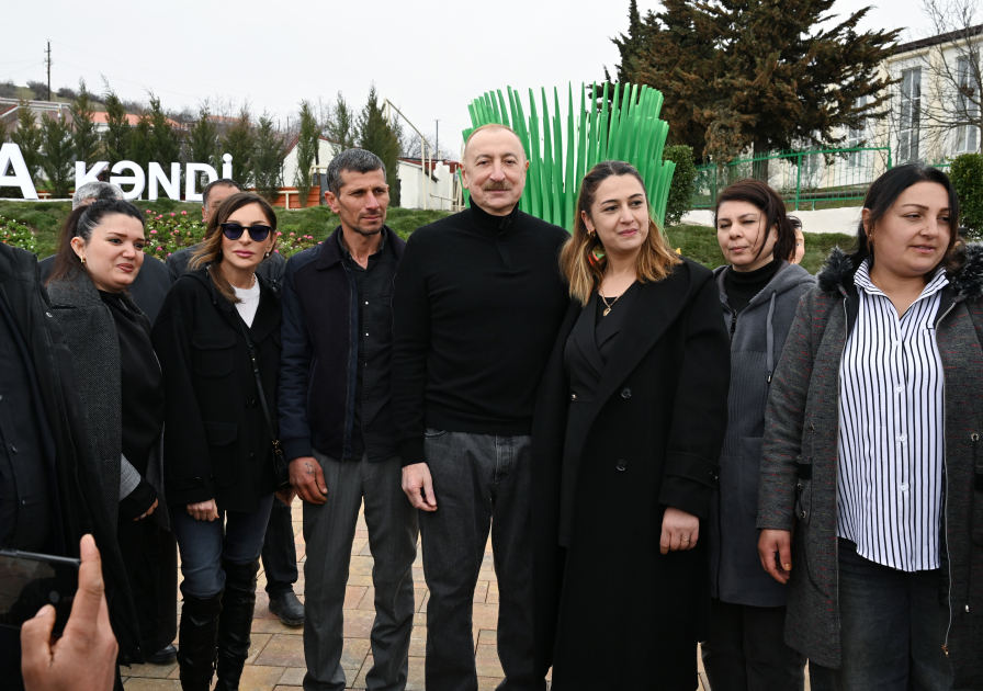 President Ilham Aliyev, First Lady Mehriban Aliyeva inspect restoration of individual houses and infrastructure in Khanoba village of Khojavend (PHOTO/VIDEO)