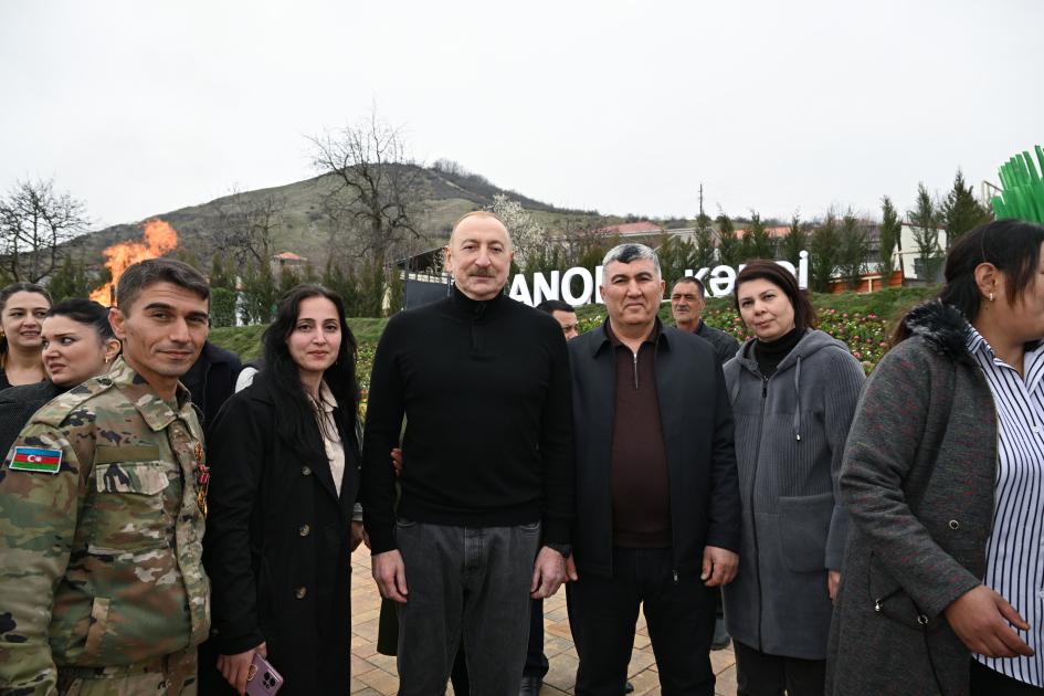 President Ilham Aliyev, First Lady Mehriban Aliyeva inspect restoration of individual houses and infrastructure in Khanoba village of Khojavend (PHOTO/VIDEO)