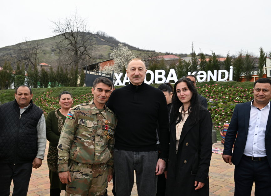 President Ilham Aliyev, First Lady Mehriban Aliyeva inspect restoration of individual houses and infrastructure in Khanoba village of Khojavend (PHOTO/VIDEO)