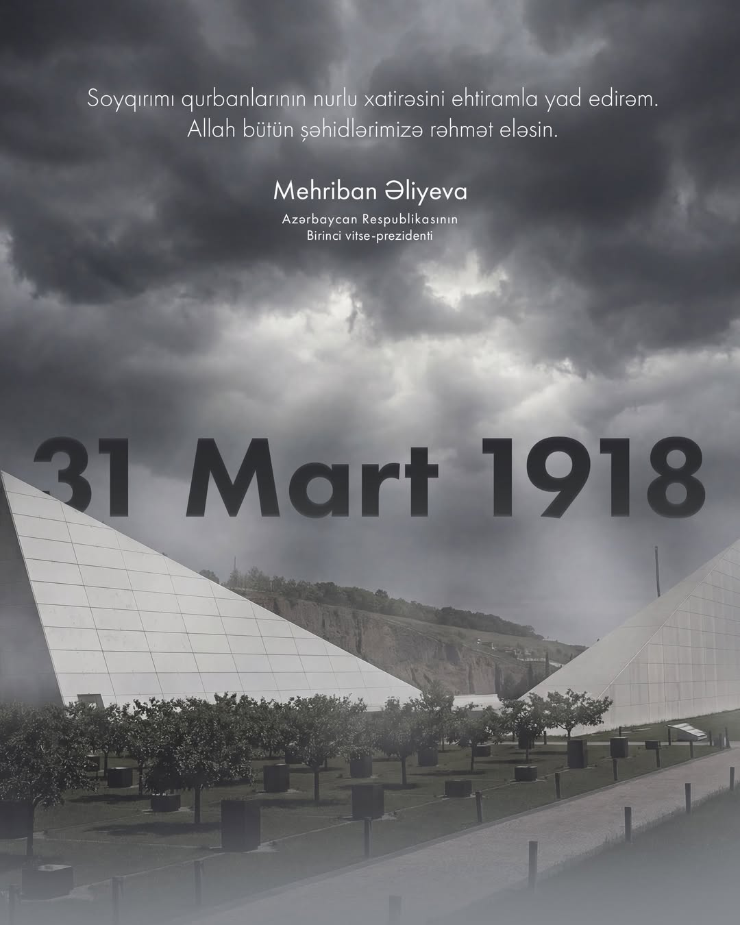 First VP Mehriban Aliyeva makes post on 31 March - Day of Genocide of Azerbaijanis (PHOTO)