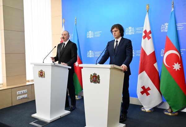 President Ilham Aliyev, Georgian Prime Minister make press statements (PHOTO/VIDEO)