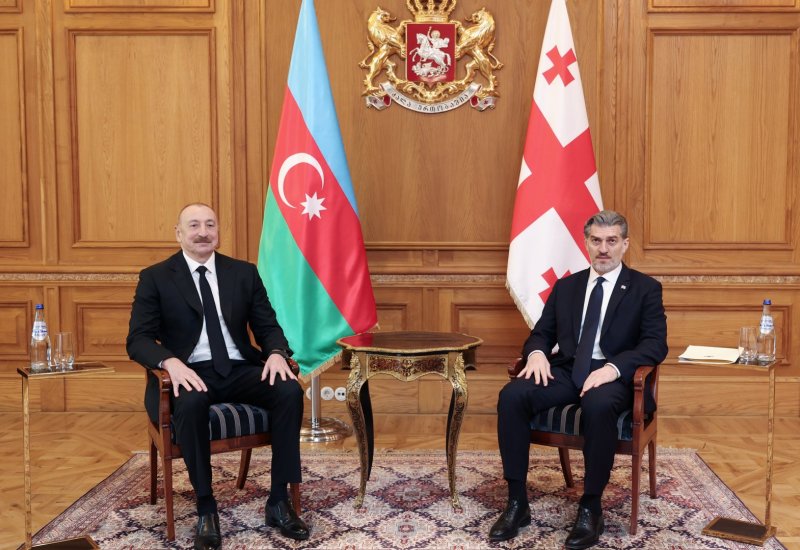 President Ilham Aliyev holds one-on-one meeting with President of Georgia Mikheil Kavelashvili (PHOTO)