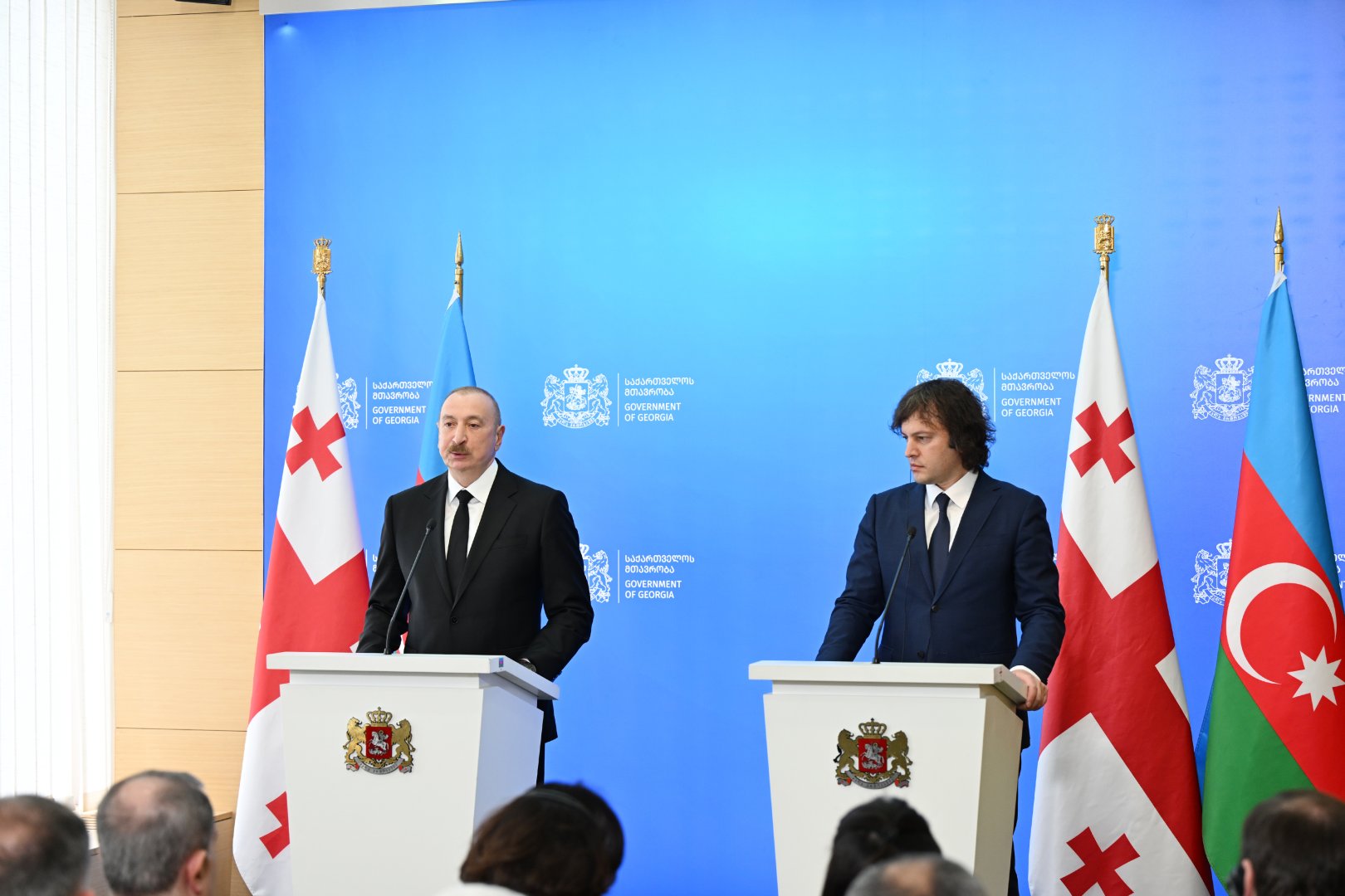 President Ilham Aliyev, Georgian Prime Minister make press statements (PHOTO)