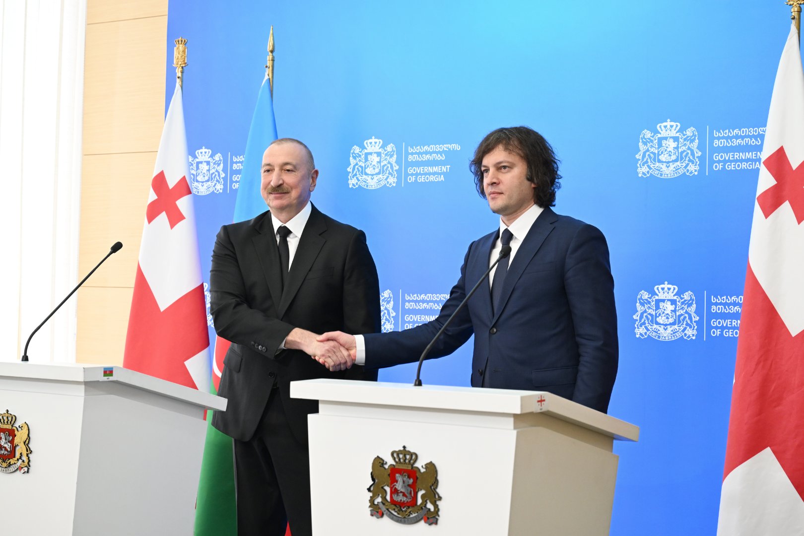 President Ilham Aliyev, Georgian Prime Minister make press statements (PHOTO)