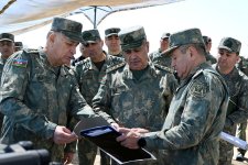 Azerbaijani defense minister reviews new military units in liberated territories (PHOTO)