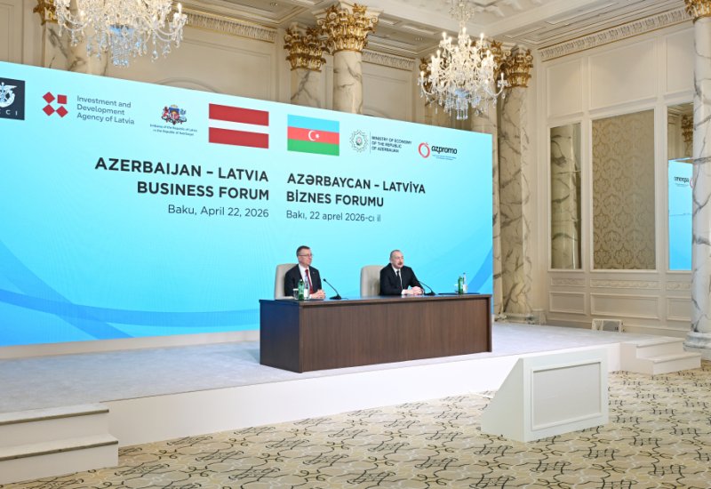 President Ilham Aliyev and President of Latvia Edgars Rinkėvičs attend Azerbaijan-Latvia business forum (PHOTO)