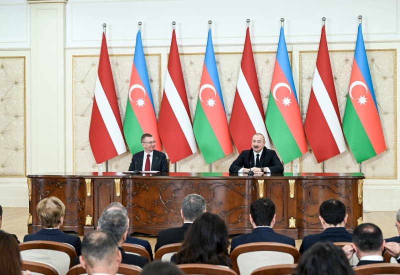 President Ilham Aliyev, President of Latvia make press statements (PHOTO)