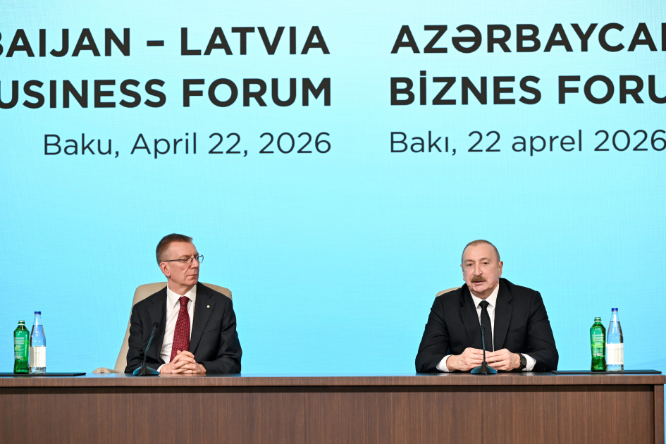 President Ilham Aliyev and President of Latvia Edgars Rinkėvičs attend Azerbaijan-Latvia business forum (PHOTO)