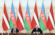 President Ilham Aliyev, President of Latvia make press statements (PHOTO)