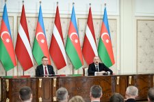President Ilham Aliyev, President of Latvia make press statements (PHOTO)