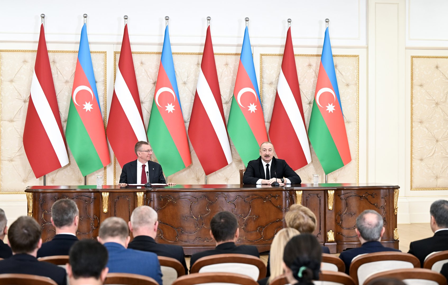 President Ilham Aliyev, President of Latvia make press statements (PHOTO)