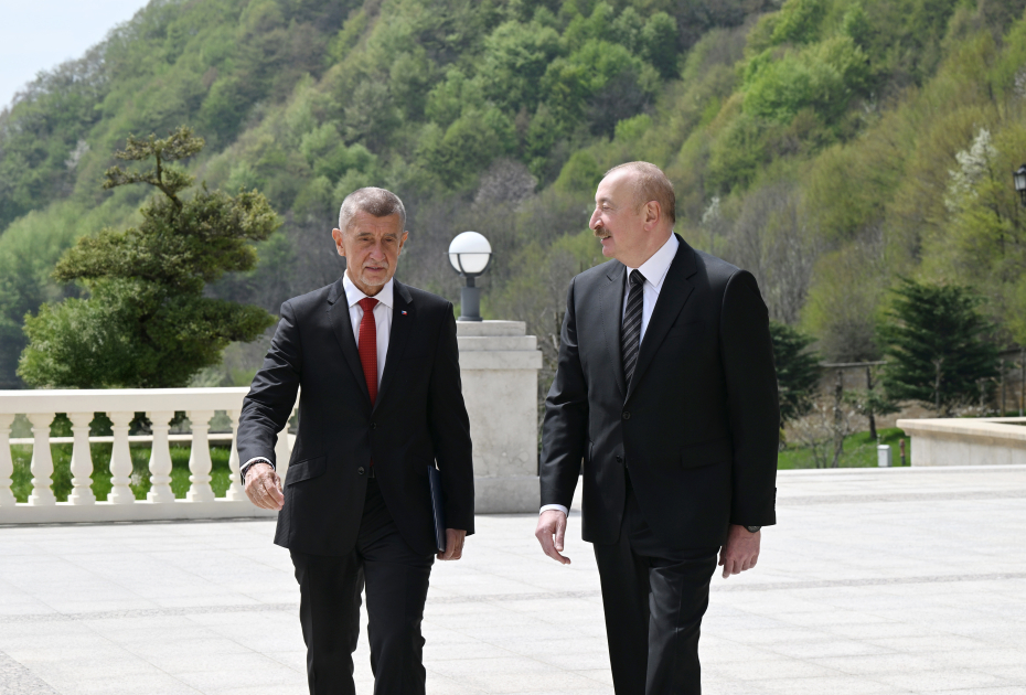 President Ilham Aliyev, Czech Prime Minister make press statements (PHOTO)