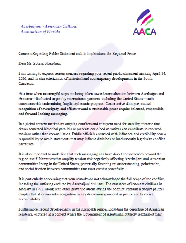 Azerbaijani diaspora voices concern over NYC mayor’s biased statements (PHOTO)