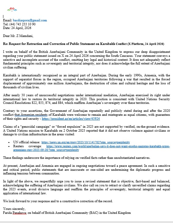 Azerbaijani diaspora voices concern over NYC mayor’s biased statements (PHOTO)