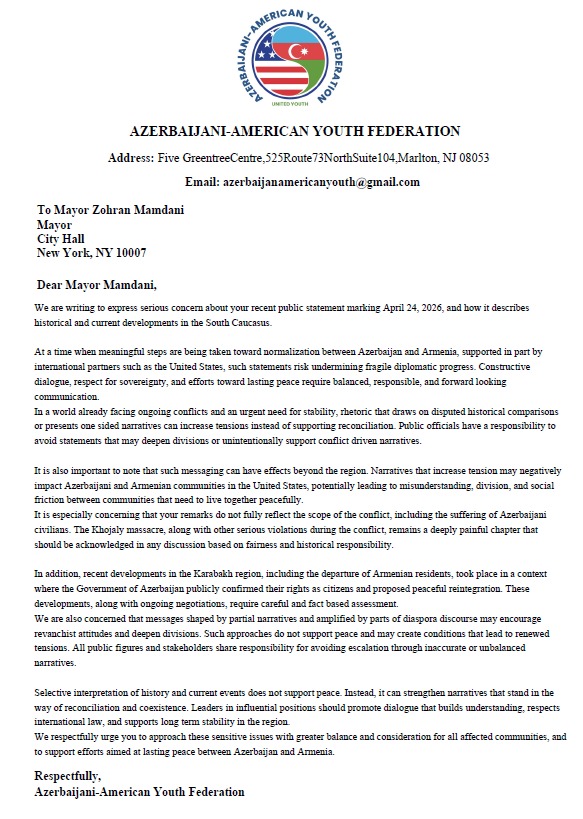 Azerbaijani diaspora voices concern over NYC mayor’s biased statements (PHOTO)