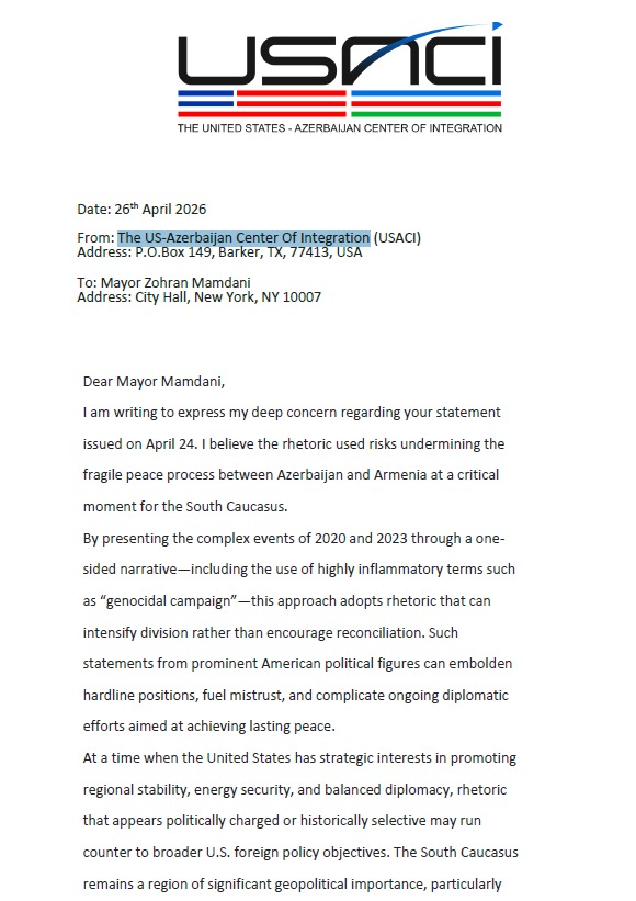 Azerbaijani diaspora voices concern over NYC mayor’s biased statements (PHOTO)