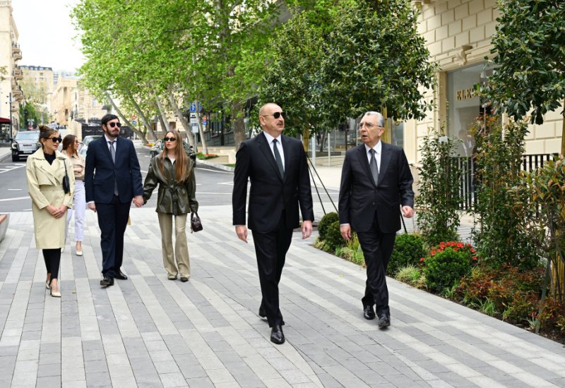 President Ilham Aliyev, First Lady Mehriban Aliyeva attend opening of Islam Safarli Street in Baku after reconstruction